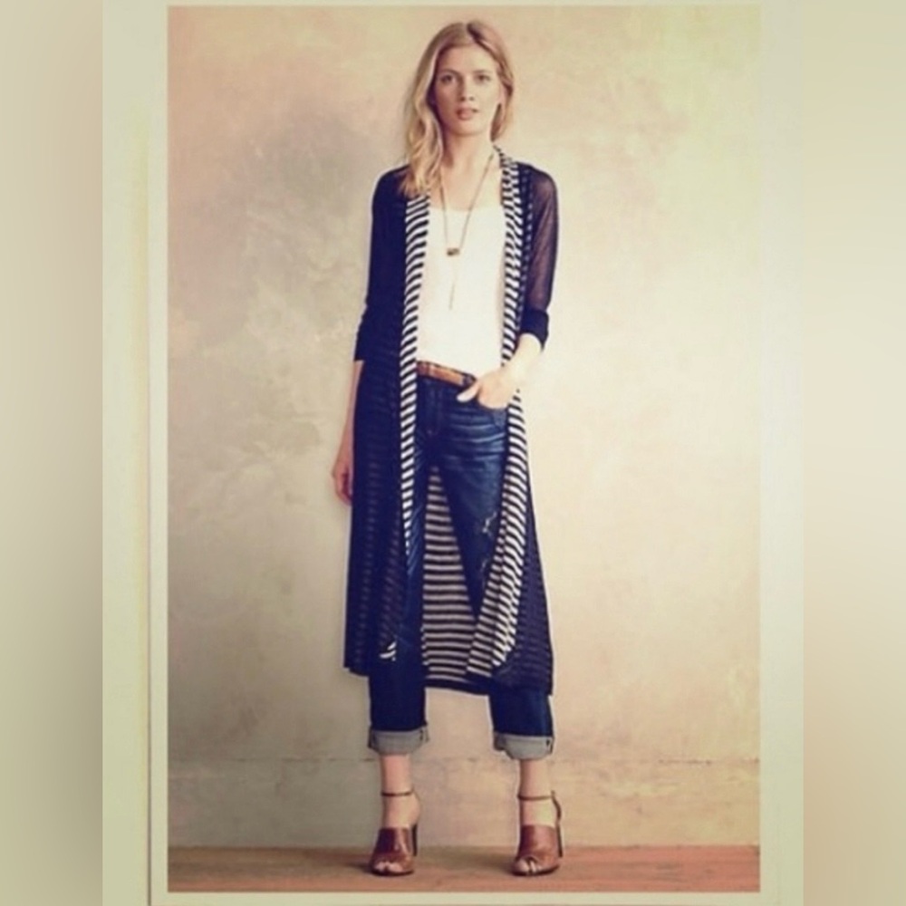 Anthropologie Ladakh Eclipse Stripe Duster Cardigan Sweater